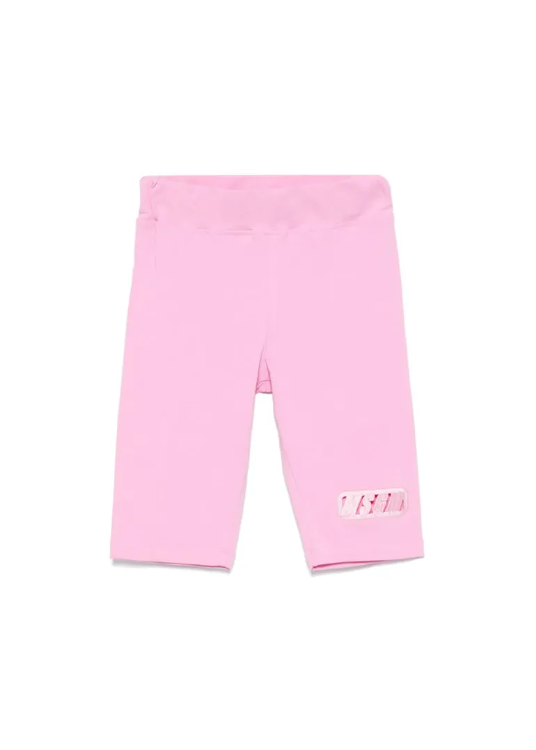 MSGM Kids Ciclista Rosa con Ricamo Logo per Bambine