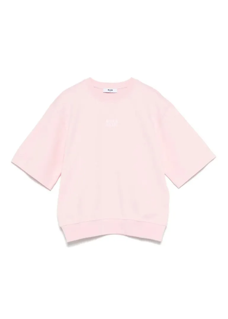 MSGM Kids Felpa Rosa Maniche Corte per Bambine