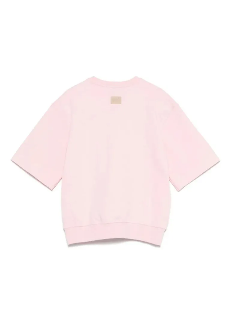 MSGM Kids Felpa Rosa Maniche Corte per Bambine