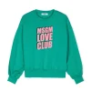 MSGM Kids Felpa Verde con Stampa Logo per Bambine