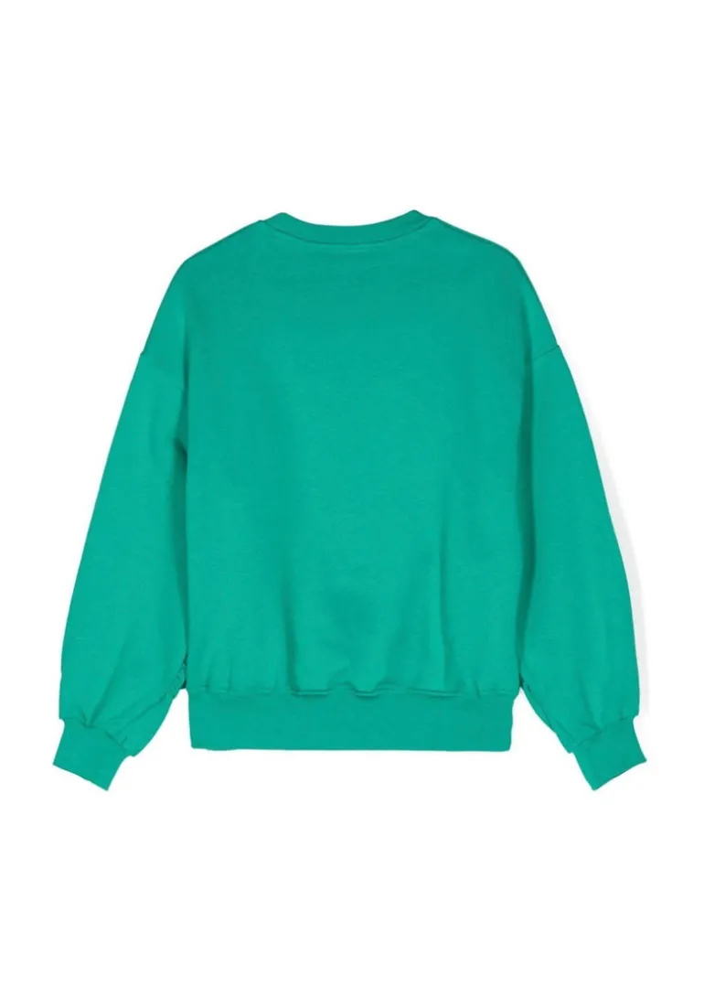 MSGM Kids Felpa Verde con Stampa Logo per Bambine