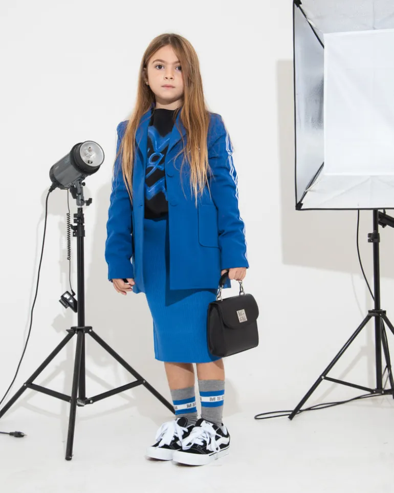 MSGM Kids Gonna in Maglia Royal a Coste per Bambine