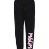 MSGM Kids Pantaloni Joggers Neri/Rosa con Logo per Bambine