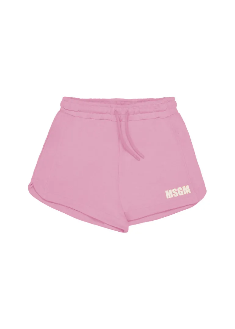 MSGM Kids Short Rosa con Logo per Bambine