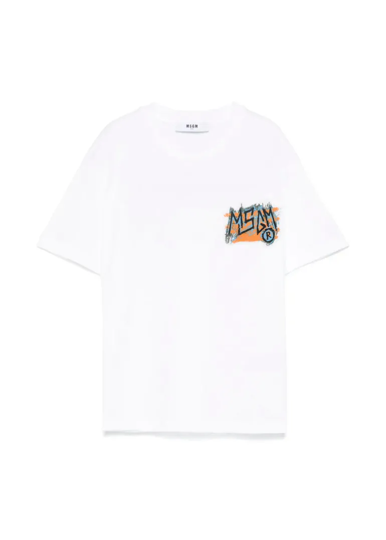 MSGM Kids T-shirt Bianca con Stampa per Bambini
