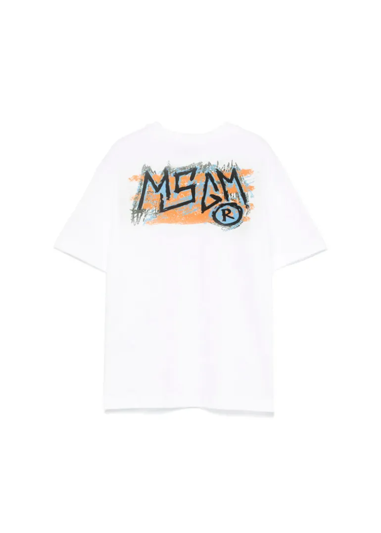 MSGM Kids T-shirt Bianca con Stampa per Bambini