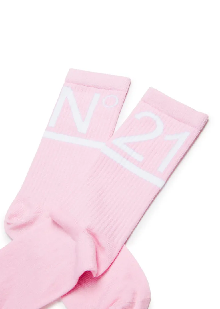 N°21 Calzino Rosa con Logo per Bambine