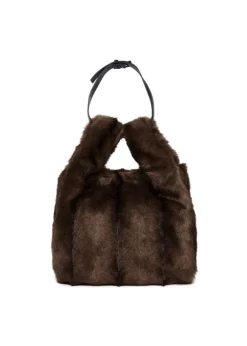 N°21 Kids Borsa Marrone Tote Fake Fur per Bambine