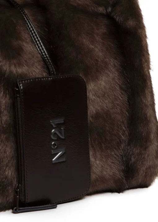 N°21 Kids Borsa Marrone Tote Fake Fur per Bambine