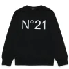 N°21 Kids Felpa Nera Girocollo con Stampa