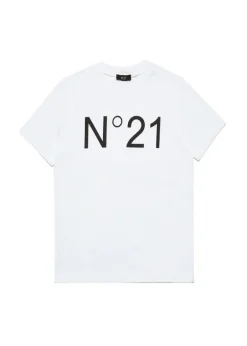 N°21 Kids T-Shirt Bianca con Stampa Logo