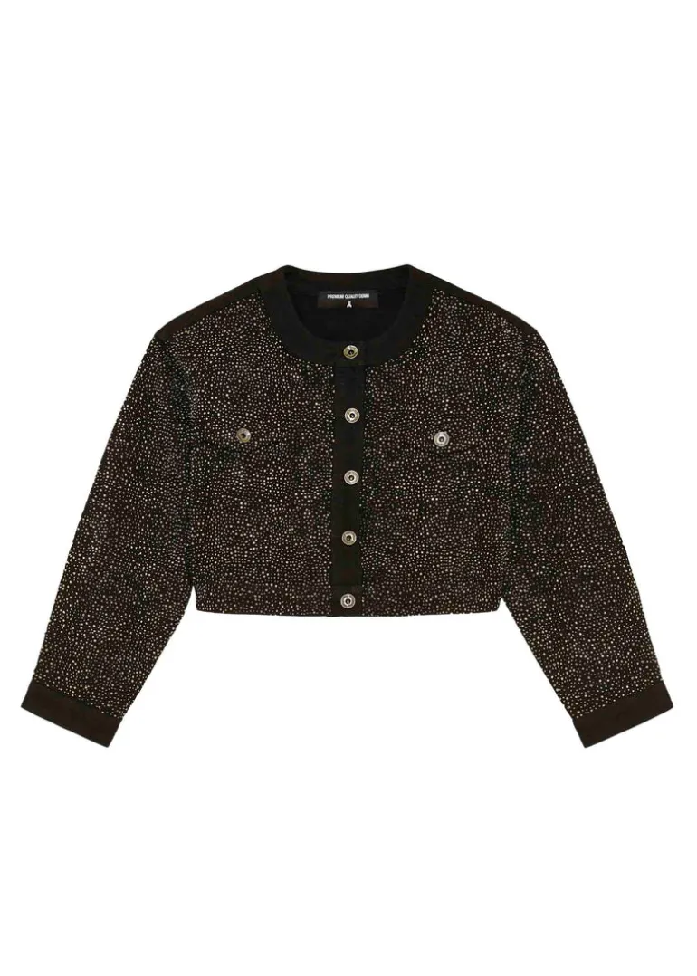 Patrizia Pepe Giubbino Nero con Applicazione Strass per Bambine