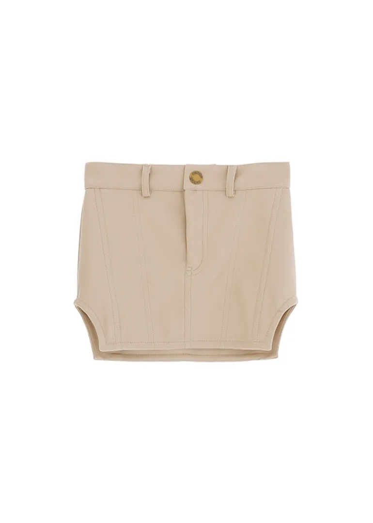 Pinko Kids Gonna in Ecopelle Crema con Spacchi per Bambine