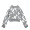 Pinko Kids Maglione Crop Grigio con Logo All-over per Bambine