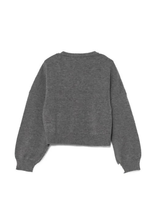Pinko Kids Maglione Grigio con Intarso Logo per Bambine
