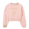 Pinko Kids Maglione Rosa con Intarso Logo per Bambine