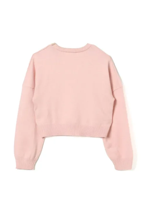 Pinko Kids Maglione Rosa con Intarso Logo per Bambine