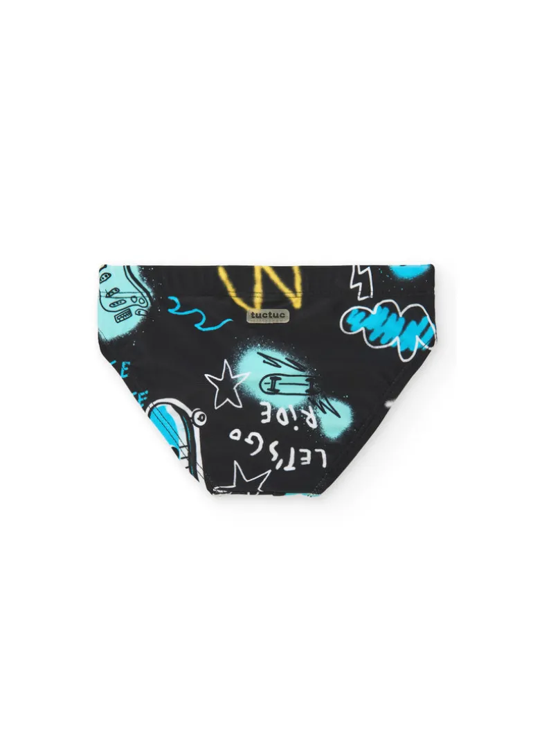 Tuc Tuc Costume Slip Nero con Stampa per Neonati