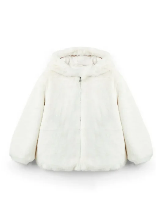 Twinset Kids Bomber Bianco in Pelliccia per Bambine