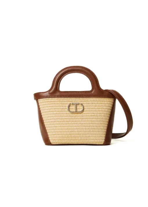 Twinset Kids Borsa a Tracolla Effetto Paglia per Bambine