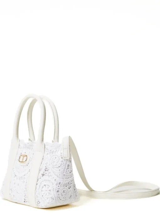 Twinset Kids Borsa Bianca a Tracolla Bianca Macramè per Bambine
