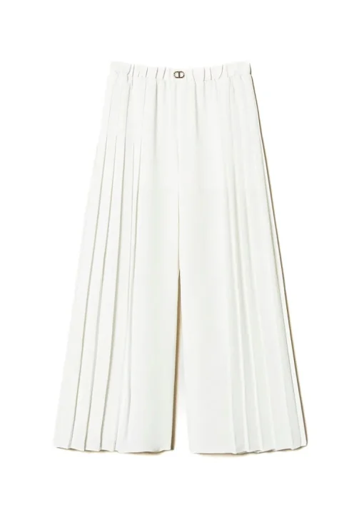 Twinset Kids Pantaloni Bianchi Plissettati per Bambine
