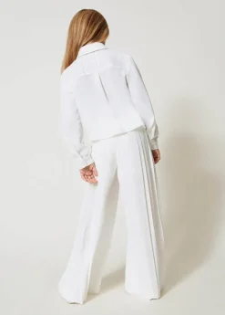 Twinset Kids Pantaloni Bianchi Plissettati per Bambine