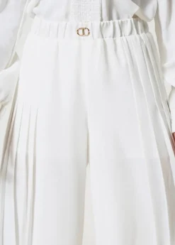 Twinset Kids Pantaloni Bianchi Plissettati per Bambine