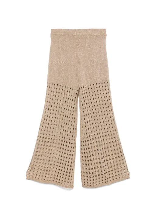 Twinset Kids Pantaloni Canapa Forati con Logo per Bambine