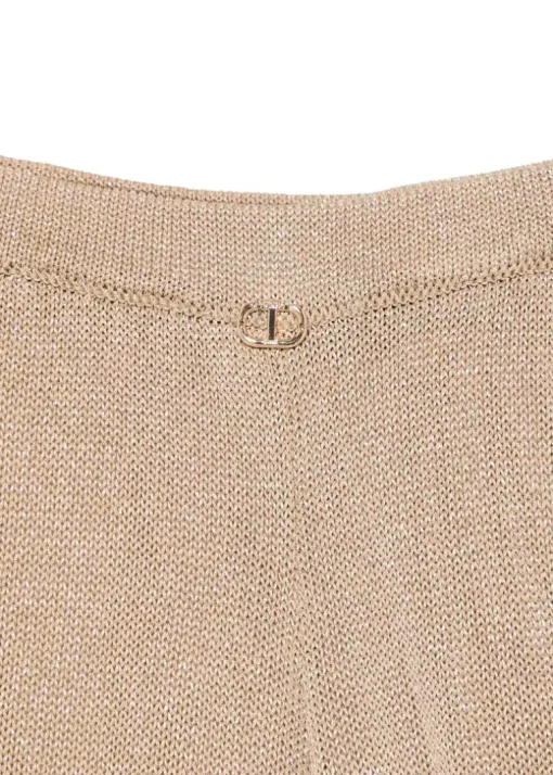 Twinset Kids Pantaloni Canapa Forati con Logo per Bambine