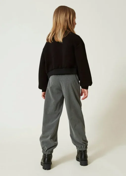 Twinset Kids Pantaloni Joggers Grigi con Cintura per Bambine