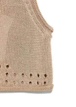 Twinset Kids Top Canapa Forato con Logo per Bambine