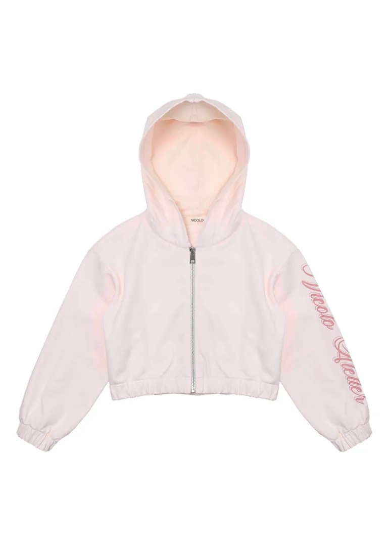Vicolo Kids Felpa con Cappuccio e Zip Rosa per Bambine