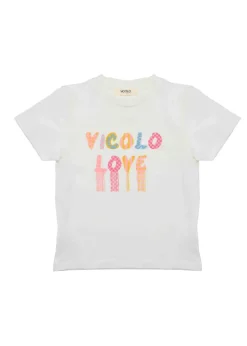 Vicolo Kids T-shirt Bianca con Stampa Colorful per Bambine
