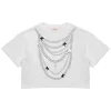 Vicolo Kids T-shirt Panna con Applicazione Chain per Bambine